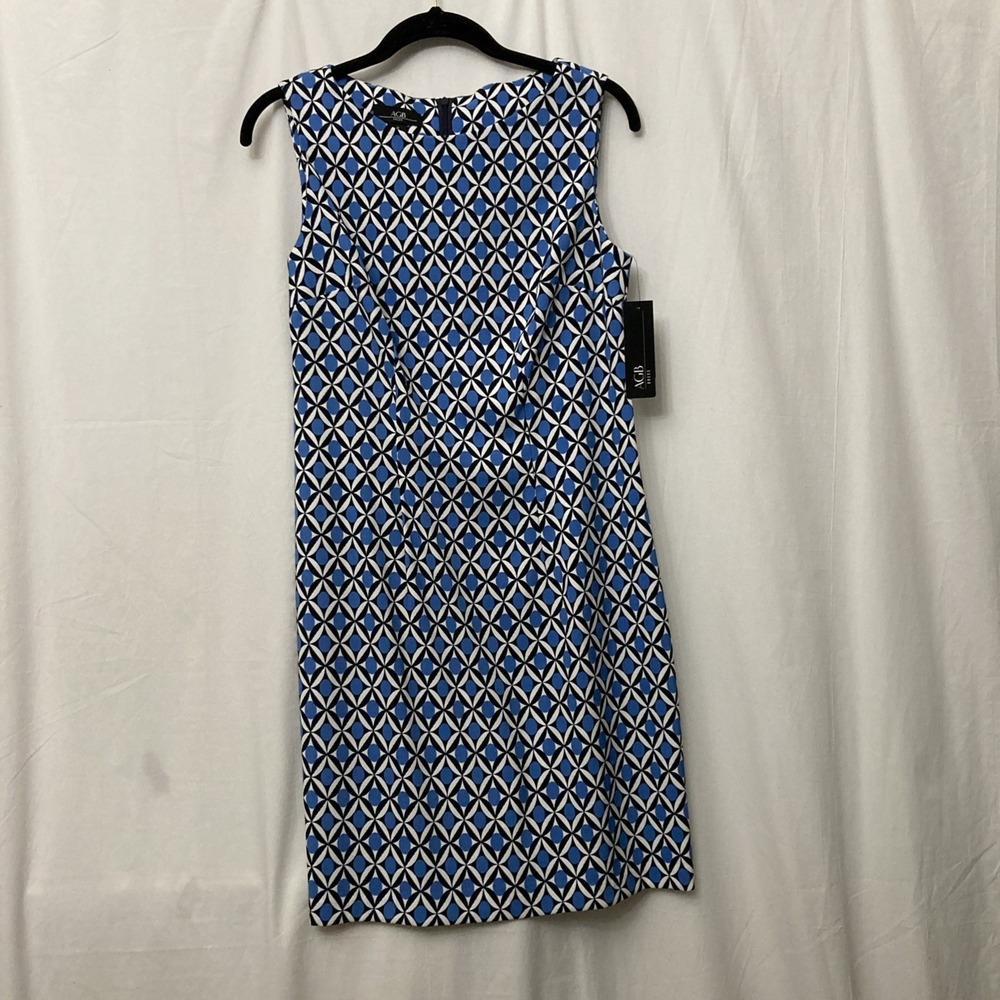 NWT AGB Dress Blue,White & Black Sleeveless Geometric Print Sheath Dress - SZ 6‎